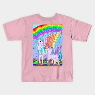 Rainbow rain pegasus Kids T-Shirt